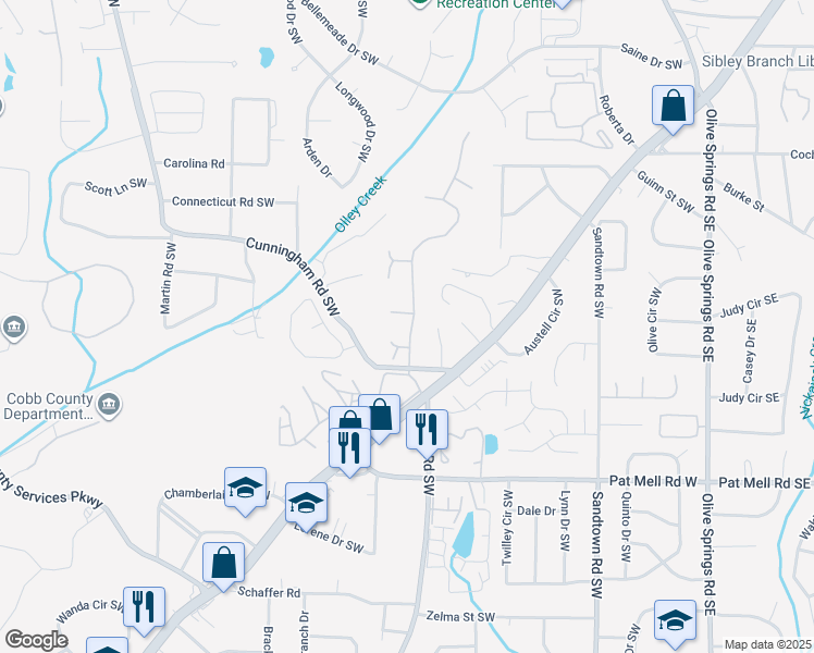 map of restaurants, bars, coffee shops, grocery stores, and more near 2080 Ridgestone Landing Southwest in Marietta