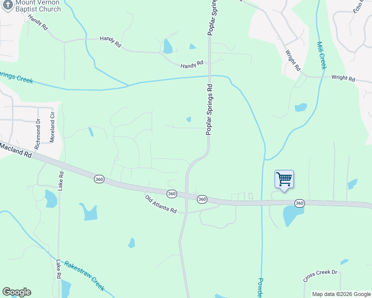 map of restaurants, bars, coffee shops, grocery stores, and more near 1823 Poplar Springs Road in Hiram