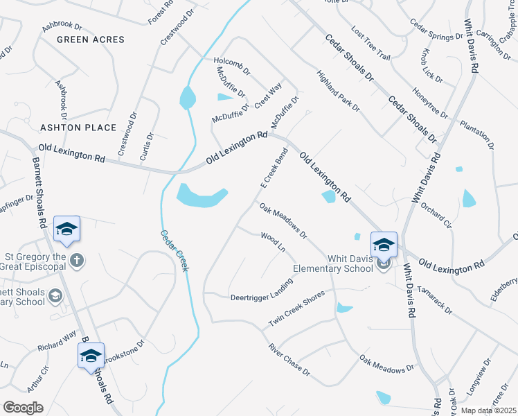 map of restaurants, bars, coffee shops, grocery stores, and more near 146 Oak Meadows Drive in Athens