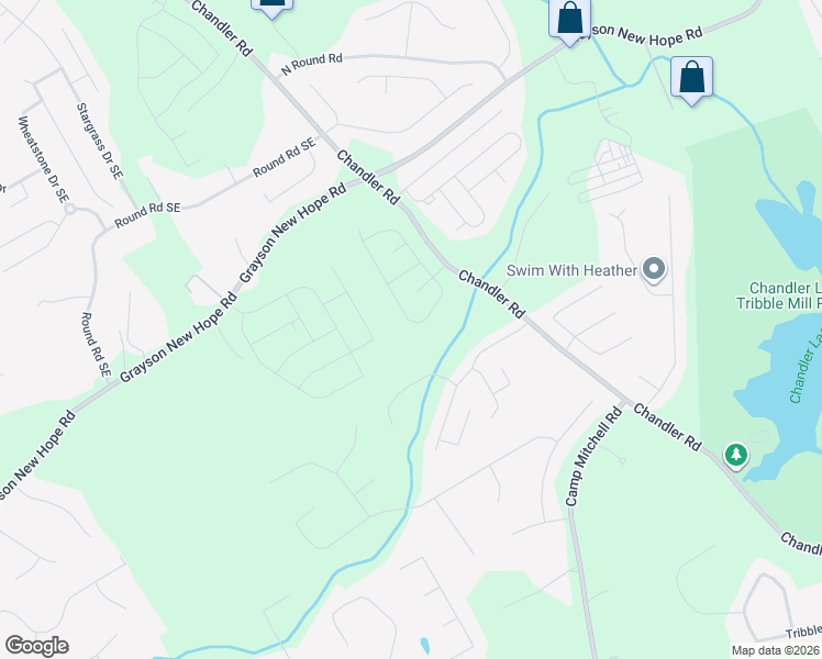 map of restaurants, bars, coffee shops, grocery stores, and more near 2025 Cutleaf Creek Road Southeast in Grayson