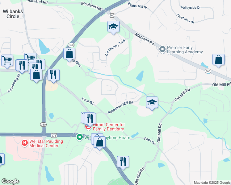 map of restaurants, bars, coffee shops, grocery stores, and more near 86 Crescent Chase in Dallas