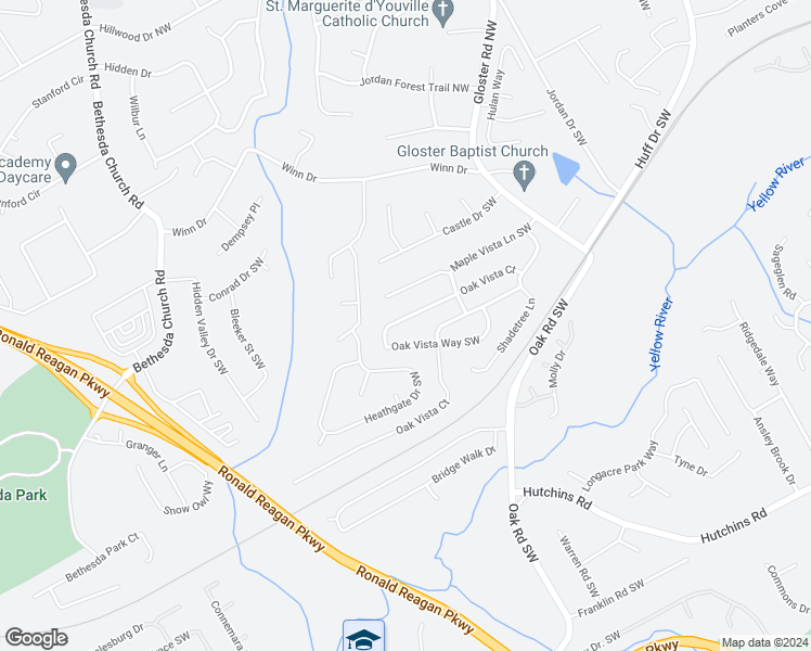 map of restaurants, bars, coffee shops, grocery stores, and more near 3133 Oak Vista Way Southwest in Lawrenceville