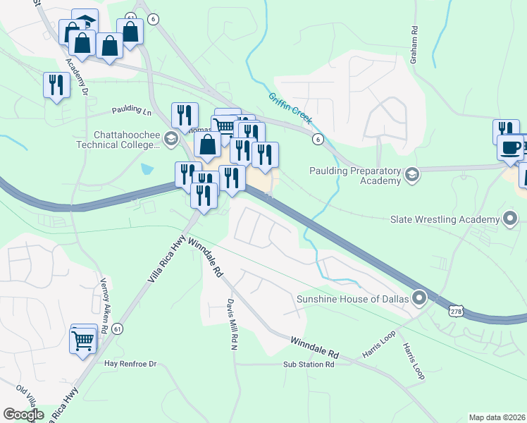 map of restaurants, bars, coffee shops, grocery stores, and more near 303 Silver Spring Street in Dallas