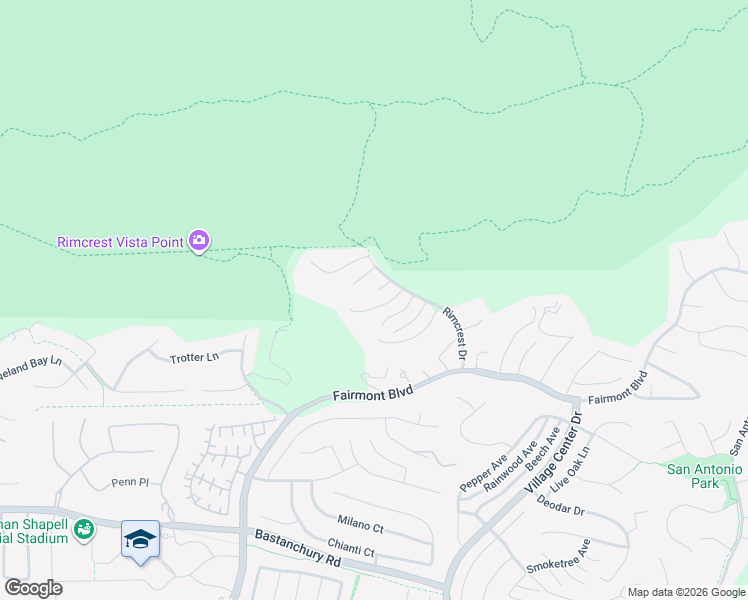 map of restaurants, bars, coffee shops, grocery stores, and more near 3690 Windsong Circle in Yorba Linda