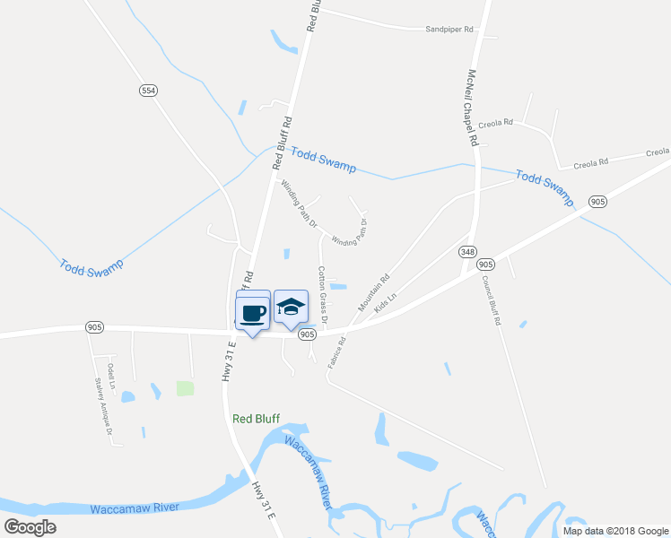 map of restaurants, bars, coffee shops, grocery stores, and more near 509 Shadow Court in Loris