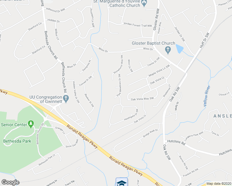 map of restaurants, bars, coffee shops, grocery stores, and more near 185 Park Meadows Drive Southwest in Lawrenceville