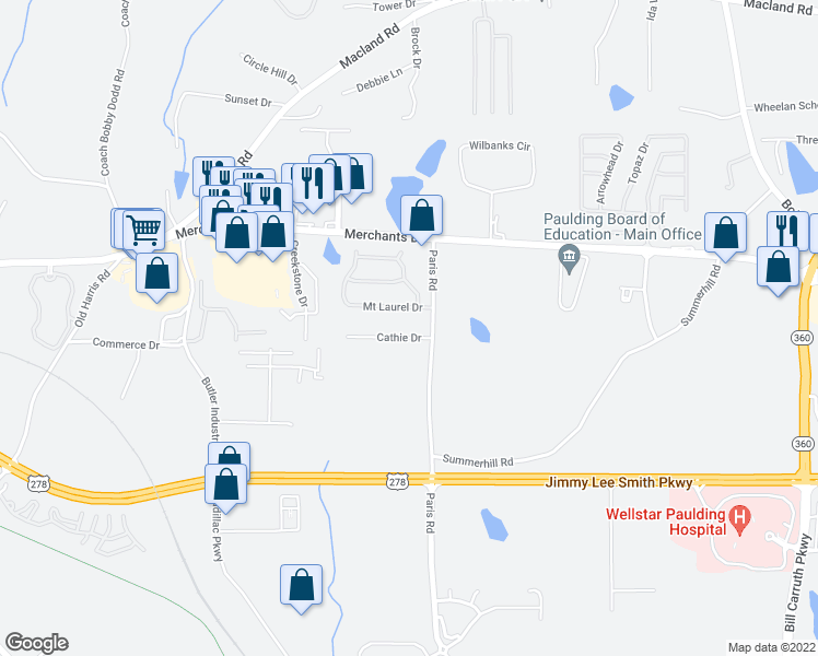 map of restaurants, bars, coffee shops, grocery stores, and more near 46 Cathie Drive in Dallas