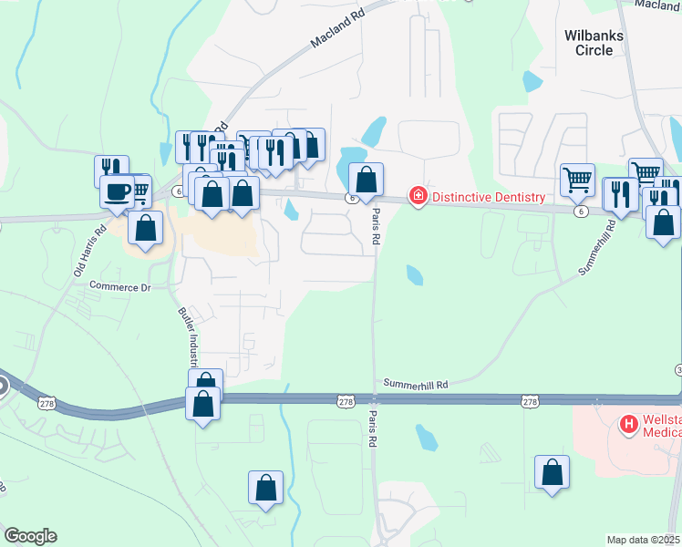map of restaurants, bars, coffee shops, grocery stores, and more near 92 Cathie Drive in Dallas