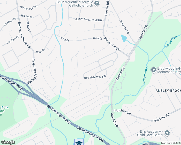 map of restaurants, bars, coffee shops, grocery stores, and more near 3153 Oak Vista Way Southwest in Lawrenceville
