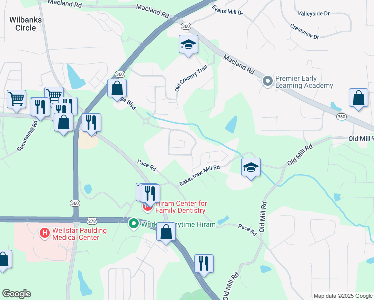 map of restaurants, bars, coffee shops, grocery stores, and more near 86 Crescent Chase in Dallas