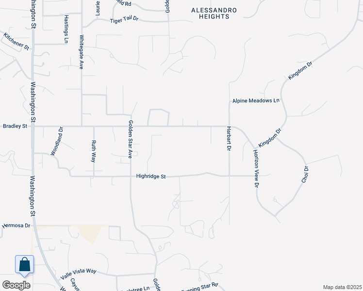 map of restaurants, bars, coffee shops, grocery stores, and more near Bradley Street in Riverside