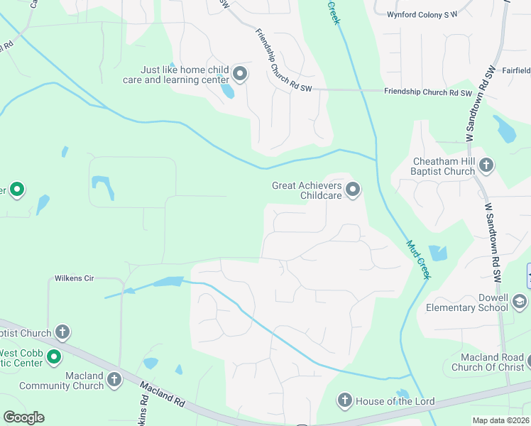 map of restaurants, bars, coffee shops, grocery stores, and more near 1952 Aaron Court in Powder Springs