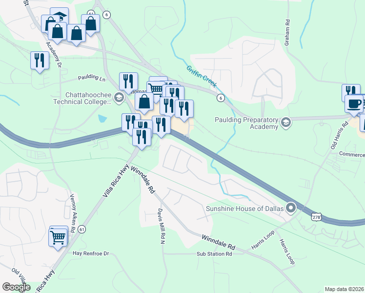 map of restaurants, bars, coffee shops, grocery stores, and more near 305 Silver Spring Street in Dallas