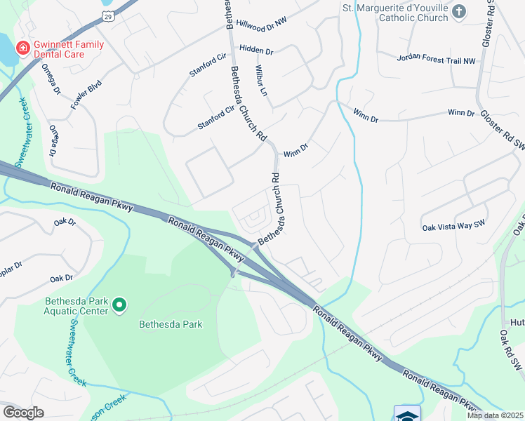 map of restaurants, bars, coffee shops, grocery stores, and more near 3230 Reagan Way in Lawrenceville
