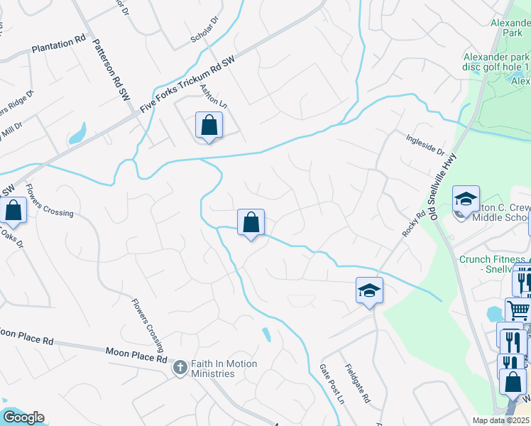 map of restaurants, bars, coffee shops, grocery stores, and more near 876 Mill Rock Street in Lawrenceville