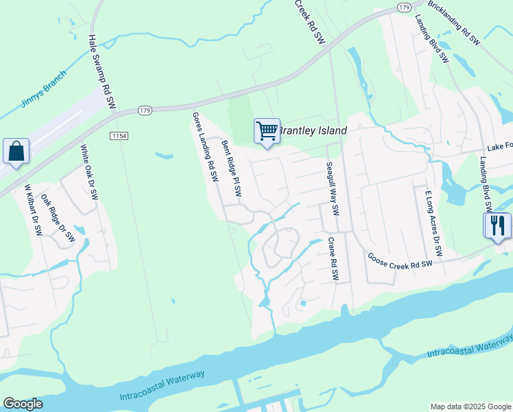 map of restaurants, bars, coffee shops, grocery stores, and more near 1663 Bent Tree Trail Southwest in Ocean Isle Beach