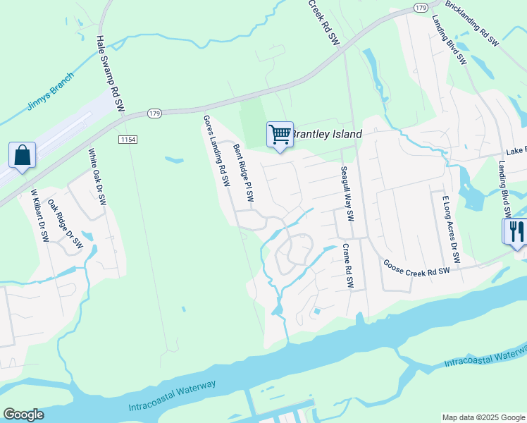 map of restaurants, bars, coffee shops, grocery stores, and more near 1659 Bent Tree Trail Southwest in Ocean Isle Beach