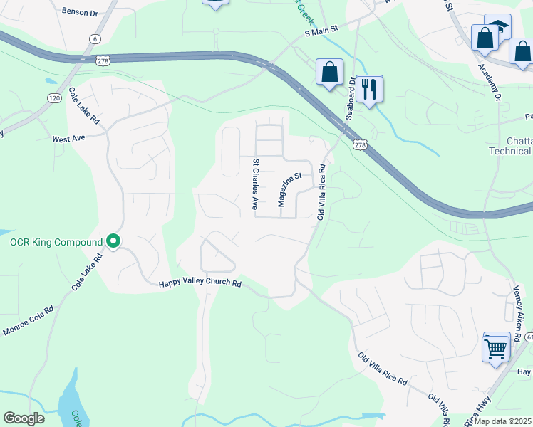 map of restaurants, bars, coffee shops, grocery stores, and more near 308 Saint Charles Avenue in Dallas