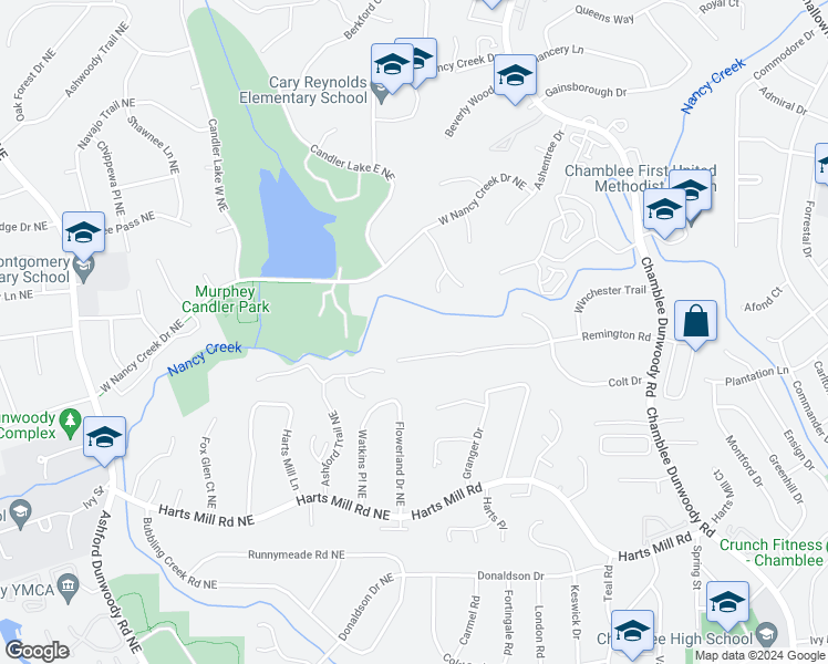 map of restaurants, bars, coffee shops, grocery stores, and more near 1680 Remington Road in Chamblee