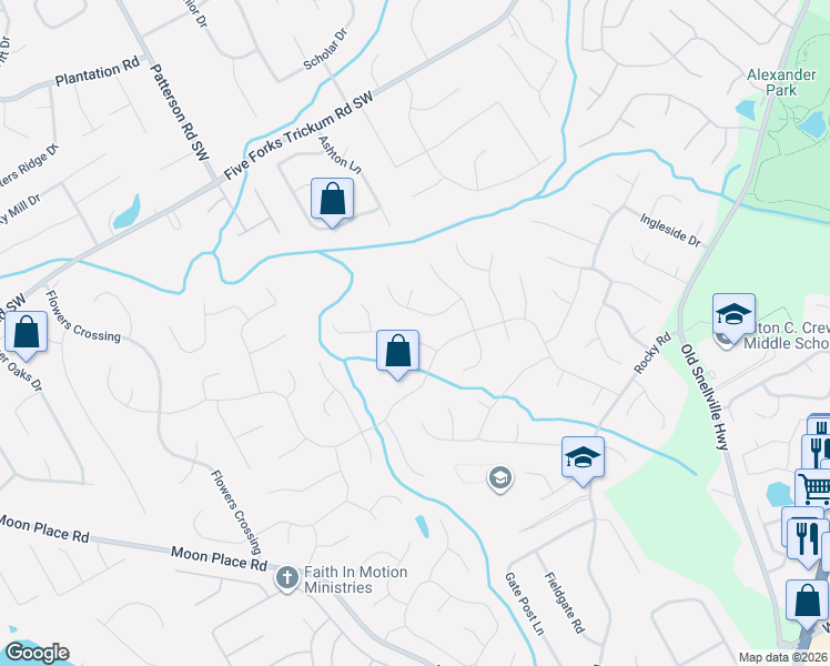 map of restaurants, bars, coffee shops, grocery stores, and more near 876 Mill Rock Street in Lawrenceville