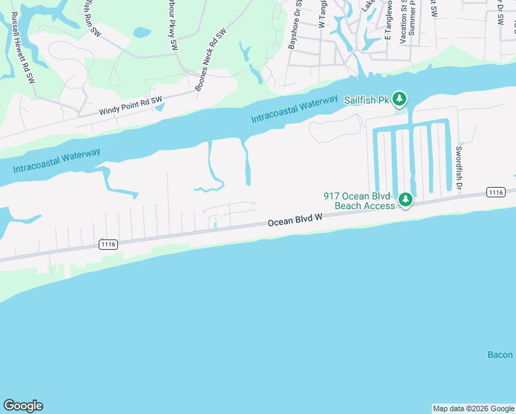 map of restaurants, bars, coffee shops, grocery stores, and more near 1035 Coquina Cove Dr in Holden Beach
