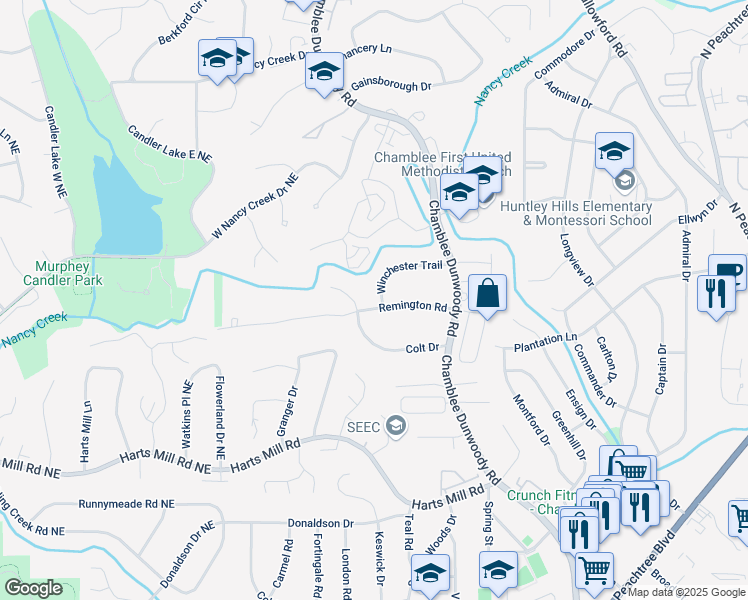 map of restaurants, bars, coffee shops, grocery stores, and more near 1826 Remington Rd in Chamblee
