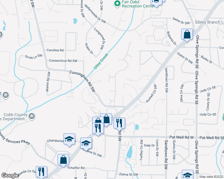 map of restaurants, bars, coffee shops, grocery stores, and more near 2080 Ridgestone Landing Southwest in Marietta