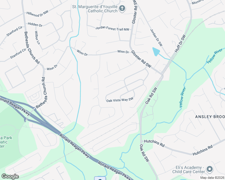 map of restaurants, bars, coffee shops, grocery stores, and more near 3152 Oak Vista Way Southwest in Lawrenceville