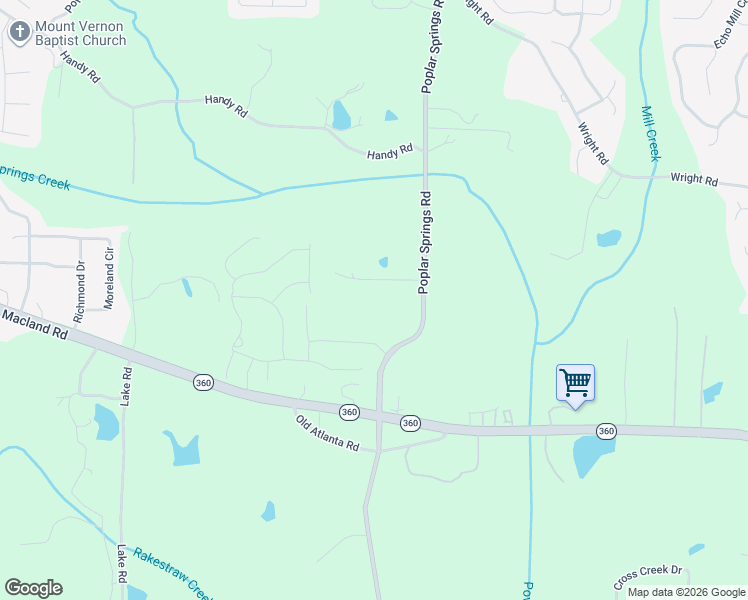 map of restaurants, bars, coffee shops, grocery stores, and more near 1823 Poplar Springs Road in Hiram