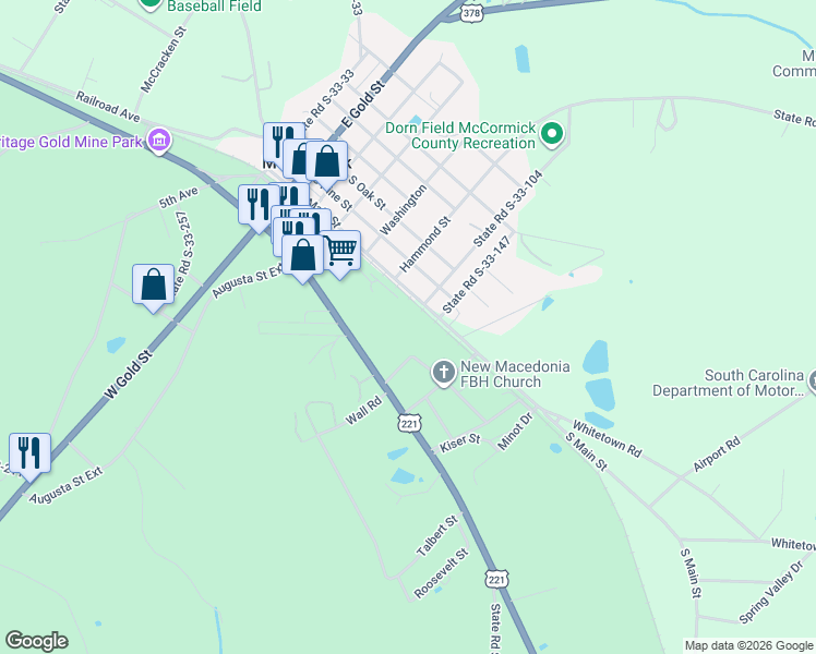 map of restaurants, bars, coffee shops, grocery stores, and more near 200 State Road S-33-148 in McCormick