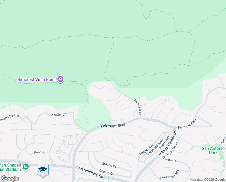 map of restaurants, bars, coffee shops, grocery stores, and more near 3690 Windsong Circle in Yorba Linda