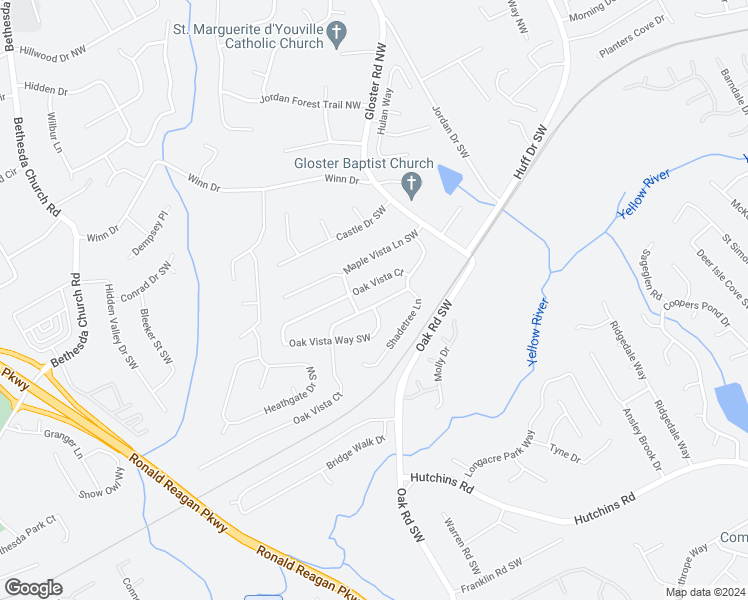 map of restaurants, bars, coffee shops, grocery stores, and more near 171 Oak Vista Court in Lawrenceville