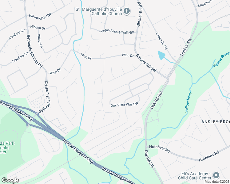 map of restaurants, bars, coffee shops, grocery stores, and more near 2919 Maple Walk Court Southwest in Lawrenceville