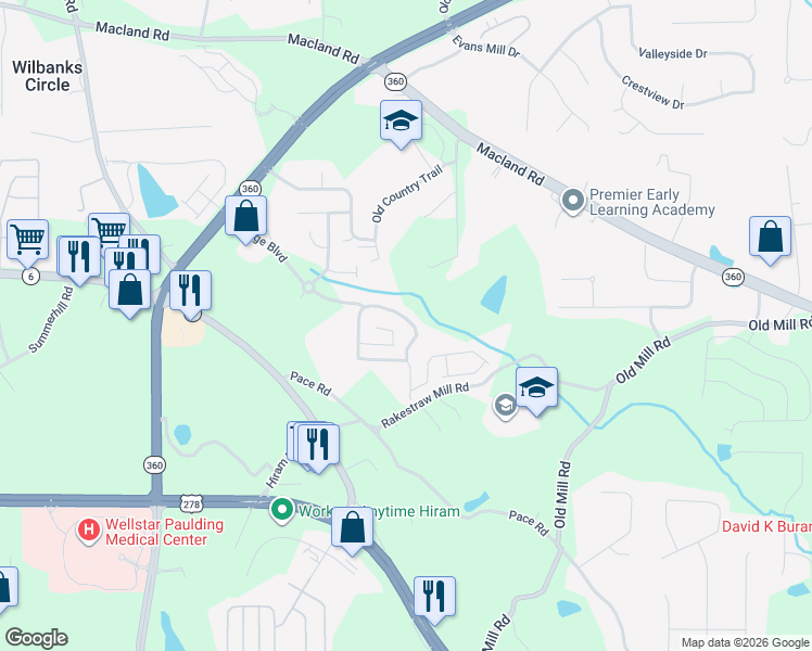 map of restaurants, bars, coffee shops, grocery stores, and more near 108 Crescent Woode Drive in Dallas