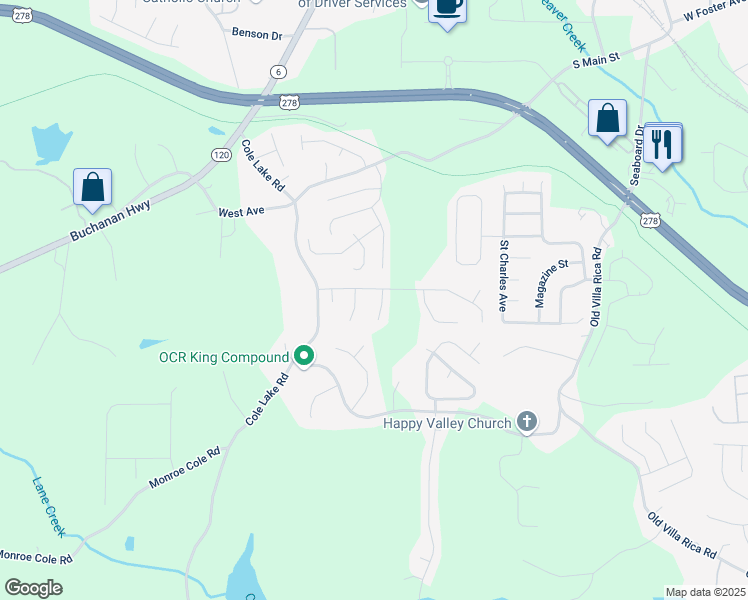 map of restaurants, bars, coffee shops, grocery stores, and more near 102 Autumn Brooke Trail in Dallas