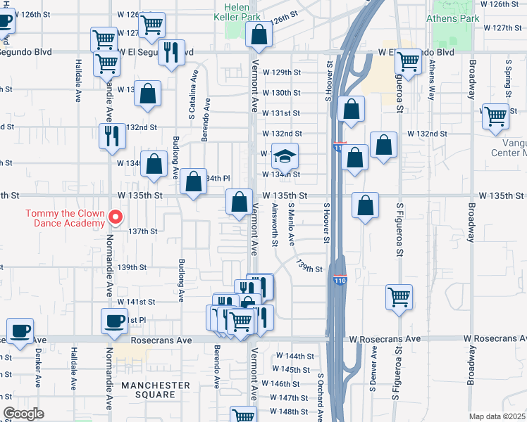map of restaurants, bars, coffee shops, grocery stores, and more near in Gardena