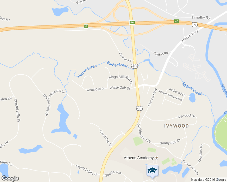 map of restaurants, bars, coffee shops, grocery stores, and more near 1190 White Oak Drive in Athens