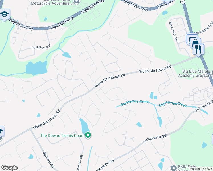 map of restaurants, bars, coffee shops, grocery stores, and more near 805 Common Oak Place in Lawrenceville
