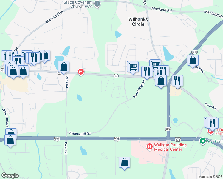 map of restaurants, bars, coffee shops, grocery stores, and more near 3236 Atlanta Highway in Dallas