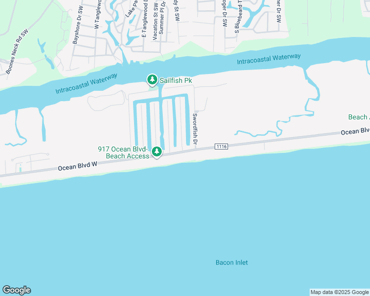 map of restaurants, bars, coffee shops, grocery stores, and more near 114 Dolphin Drive in Holden Beach