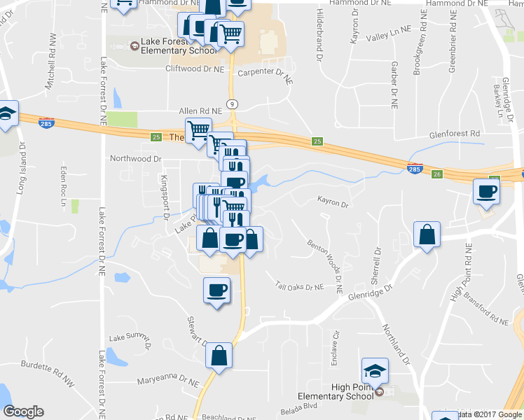 map of restaurants, bars, coffee shops, grocery stores, and more near 5555 Roswell Road Northeast in Atlanta