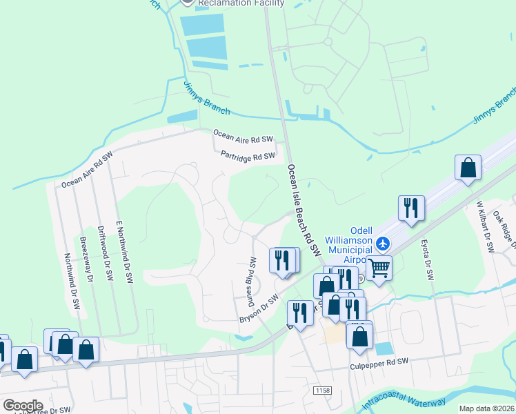 map of restaurants, bars, coffee shops, grocery stores, and more near 1367 Ellsworth Drive in Ocean Isle Beach