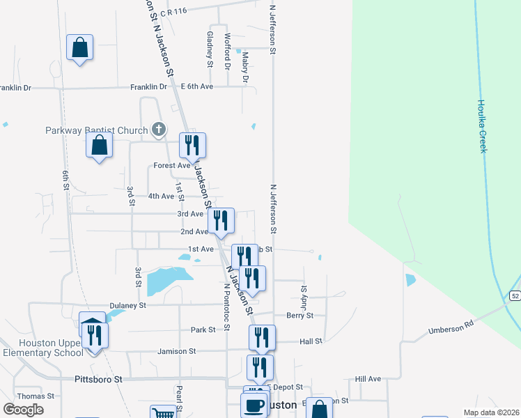 map of restaurants, bars, coffee shops, grocery stores, and more near 701-1035 North Jefferson Street in Houston