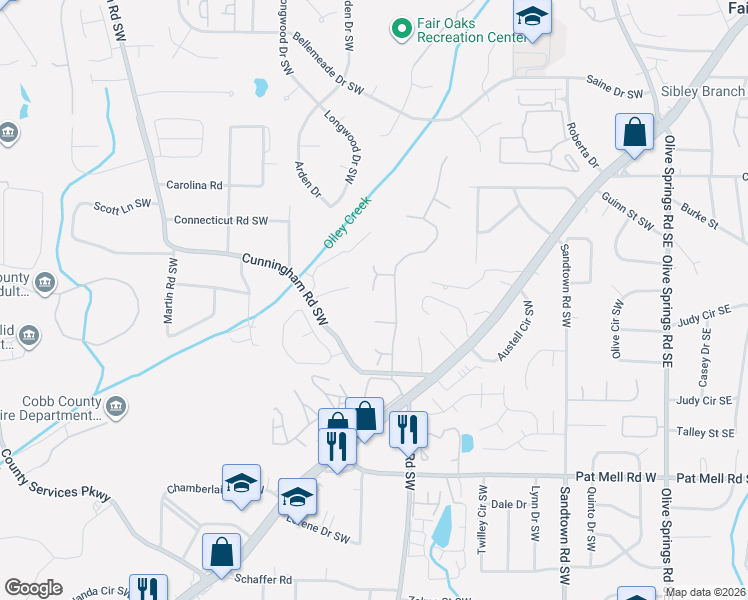 map of restaurants, bars, coffee shops, grocery stores, and more near 2103 Taylor Meadows Way in Marietta