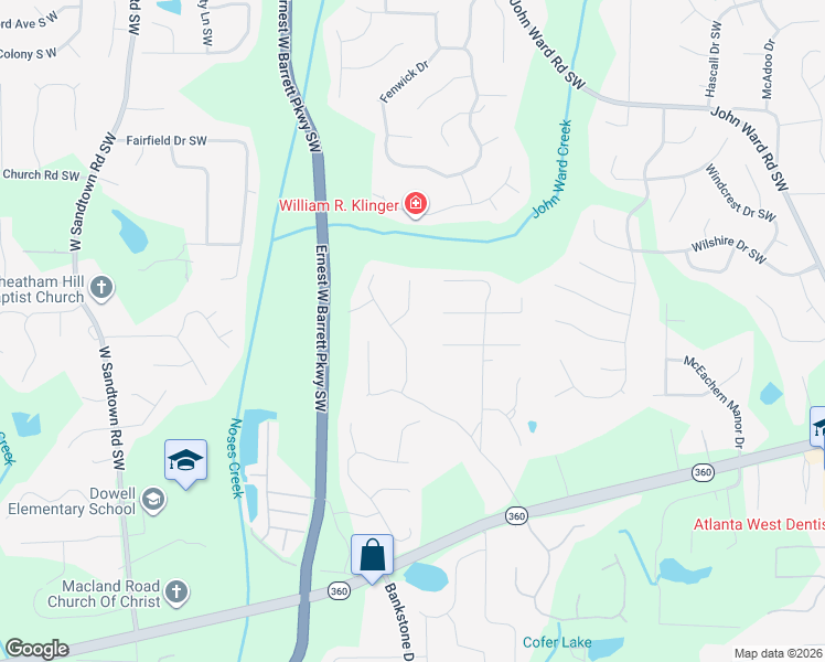 map of restaurants, bars, coffee shops, grocery stores, and more near 1775 Clayhill Pointe Southwest in Marietta