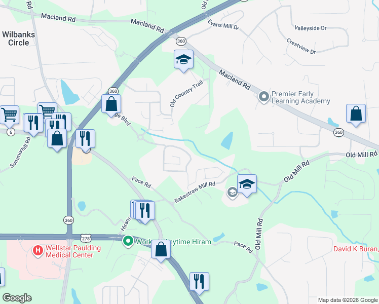 map of restaurants, bars, coffee shops, grocery stores, and more near 111 Crescent Woode Drive in Dallas