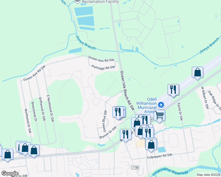 map of restaurants, bars, coffee shops, grocery stores, and more near 1367 Ellsworth Drive in Ocean Isle Beach