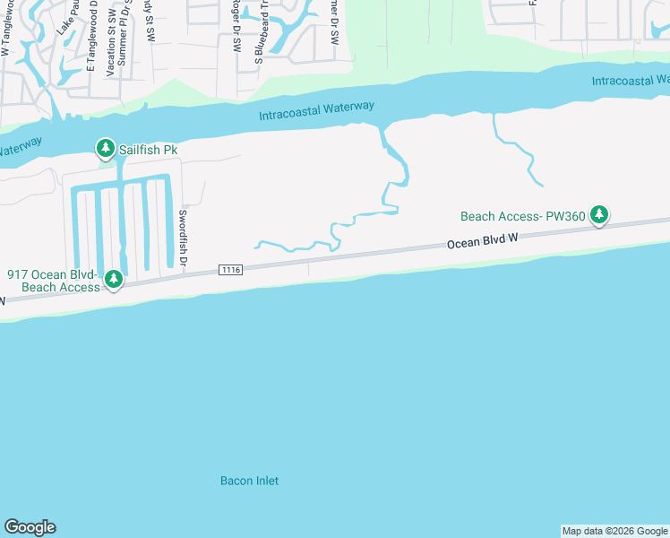 map of restaurants, bars, coffee shops, grocery stores, and more near 650-866 Ocean Blvd W in Holden Beach