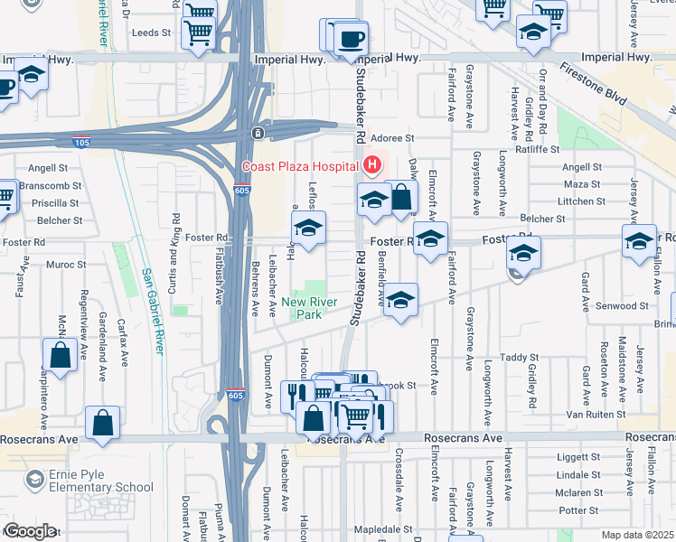 map of restaurants, bars, coffee shops, grocery stores, and more near 40 Foster Road in Norwalk