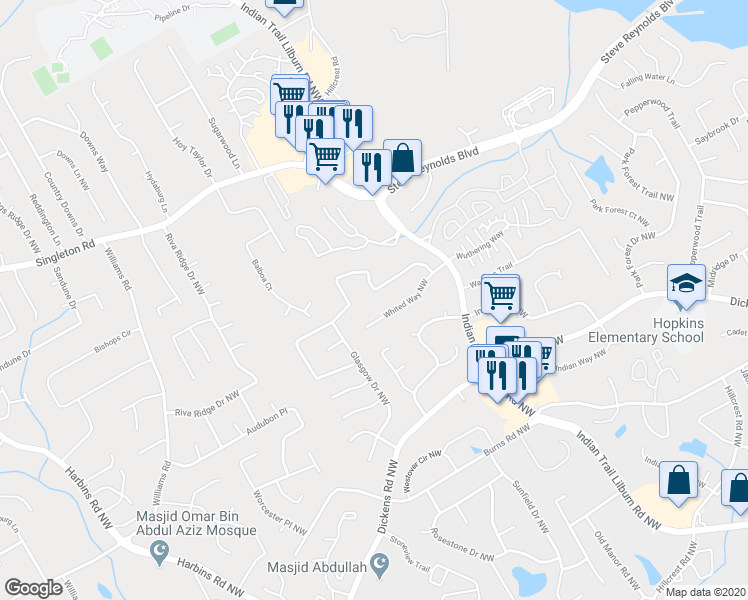 map of restaurants, bars, coffee shops, grocery stores, and more near 4960 Cold Springs Drive Northwest in Lilburn
